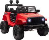 HOMCOM 12V Battery-powered 2 Motors Kids Electric Ride On Car Truck Off-road Toy with Parental Remote Control Horn Lights for 3-6 Years Old Red