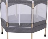 HOMCOM Kids 50-inch Outdoor Trampoline w/ Safety Enclosure Net and Spring Pad Grey