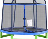 HOMCOM 215 cm Kids Trampoline Indoor Bouncer Jumper w/ Security Enclosure Net Spring Gym Play Children for 3-12 Years Old Blue