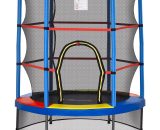 HOMCOM Φ140 cm Kids Trampoline with Enclosure Net Steel Frame Indoor Round Bouncer Rebounder Age 3 to 6 Years Old Multi-color