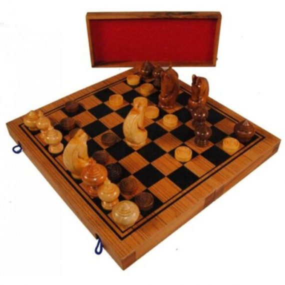 Makruk Chess - Ethical Thai Thailand Wooden Folding Rainwood Chess Board Set