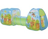 HOMCOM Toddler Polyester 3 in 1 Pop Up House Tent Play Tunnel Multi-Colour Characters