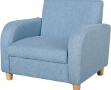 HOMCOM Kids Children Armchair Mini Sofa Wood Frame Anti-Slip Legs High Back Bedroom Playroom Furniture Blue | Aosom Ireland