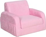 HOMCOM 2 In 1 Kids Children Sofa Chair Bed Folding Couch Soft Flannel Foam Toddler Furniture for Playroom Bedroom Living Room Pink | Aosom Ireland
