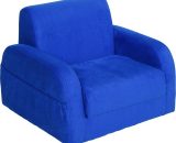 HOMCOM 2 In 1 Kids Children Sofa Chair Bed Folding Couch Soft Flannel Foam Toddler Furniture for Playroom Bedroom Living Room Blue | Aosom Ireland