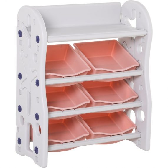 HOMCOM Kids Toy Storage Organizer w/ Open Shelf 6 Removable Bins for Bedroom Playroom Living Room Nursery | Aosom Ireland