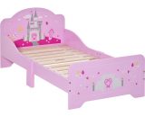 HOMCOM Kids Bed Princess Castle Theme w/ Side Rails Slats Home Furniture for 3 - 6 Yrs Pink 143 x 73 x 60 cm | Aosom Ireland