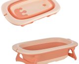 HOMCOM Baby Bath Tub Folding KId Tub Esthetic Basin with Non-Slip Support Leg Portable for 0-3 Years, Flesh Pink | Aosom Ireland