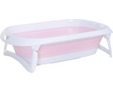 HOMCOM Folding Foldable Baby Bath Tub Toddler Kids Infant Safety Shower Slide Protection Comfortable Portable Pink | Aosom Ireland