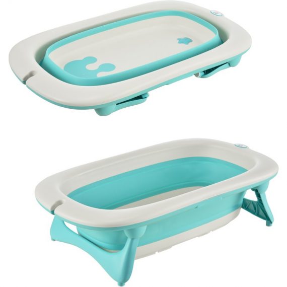 HOMCOM Baby Bath Tub Folding KId Tub Esthetic Basin with Non-Slip Support Leg Portable for 0-3 Years, Green | Aosom Ireland