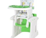 HOMCOM 3 in 1 Convertible Baby High Chair Booster Seat Desk and Chair Dinning Feeding Chair Table Set White and Green | Aosom Ireland