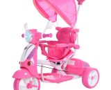 HOMCOM Children Tricycle for 3-8 Years Old kids 3 Wheel Removable Motorcycle Foldable Toddler Bike w/ Sunshade Music Lightening Pink | Aosom Ireland